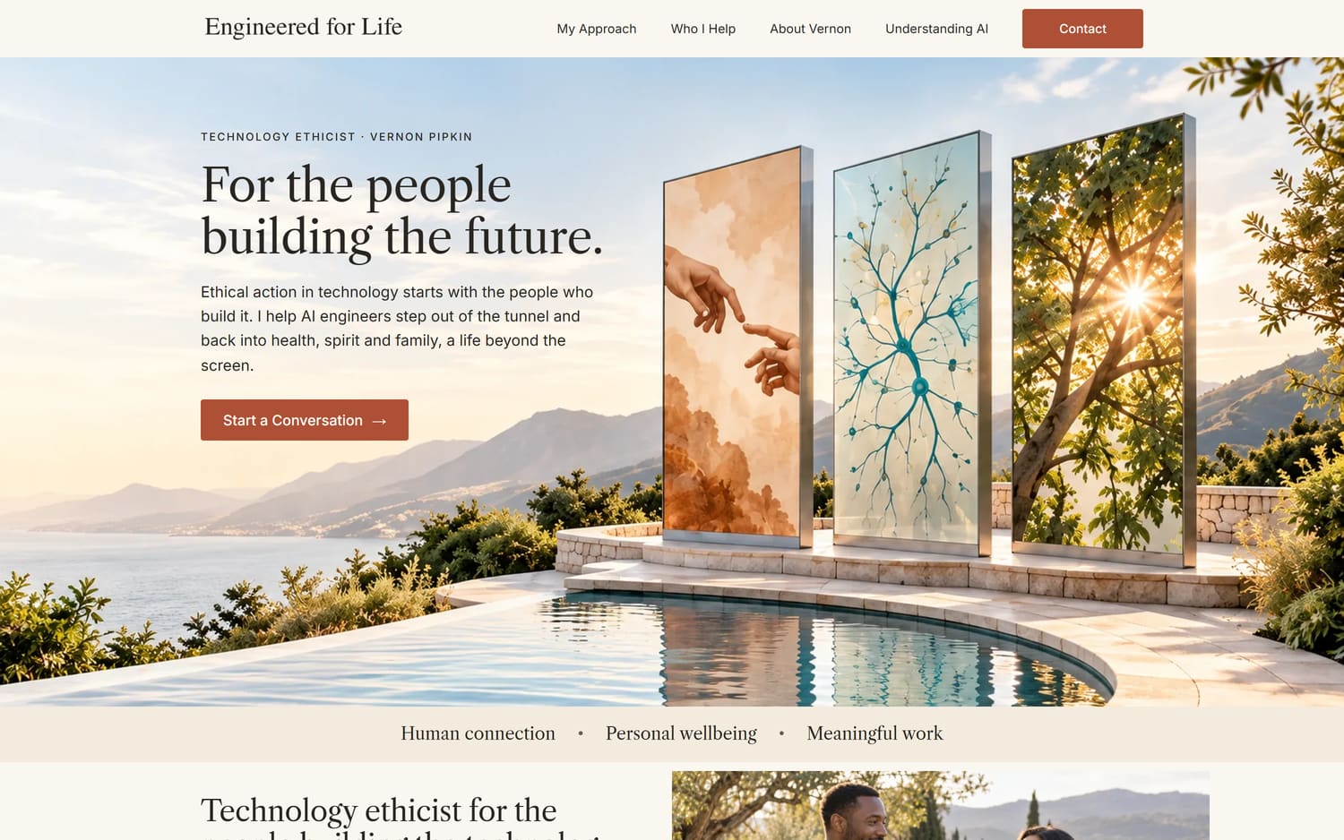 Homepage of Engineered for Life, a professional services website in San Mateo, CA built by LocalForge
